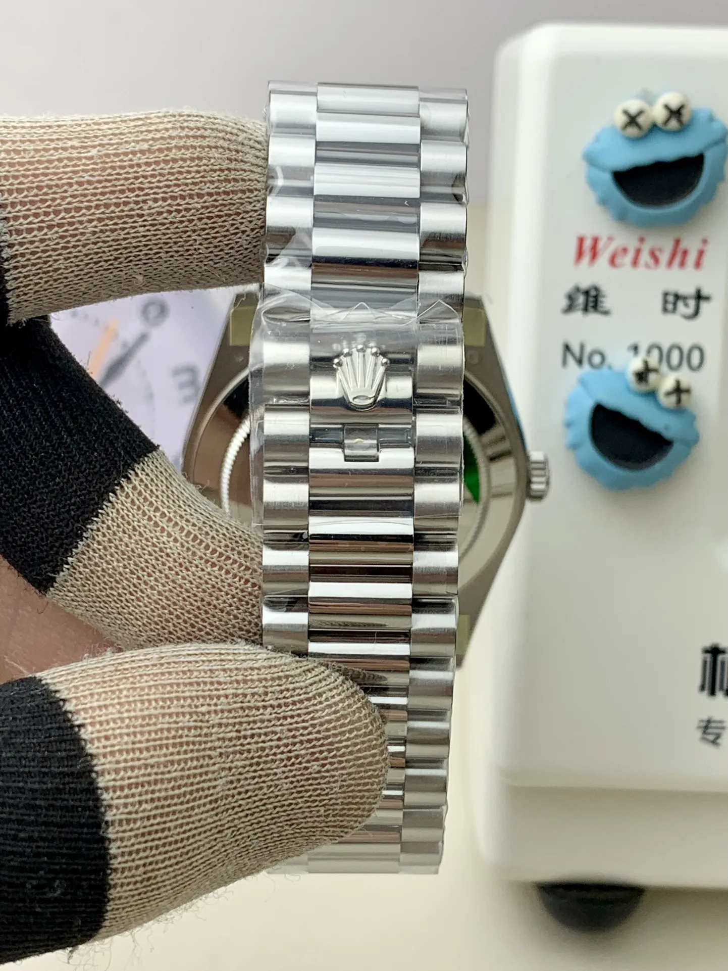 VS Factory (V2) Rolex Day-Date 40mm White Gold Olive Green Sunburst Roman Dial Fluted Bezel President Bracelet (228239) 1:1 Super Clone - DD3255 Movement - VS Factory Official photo 5