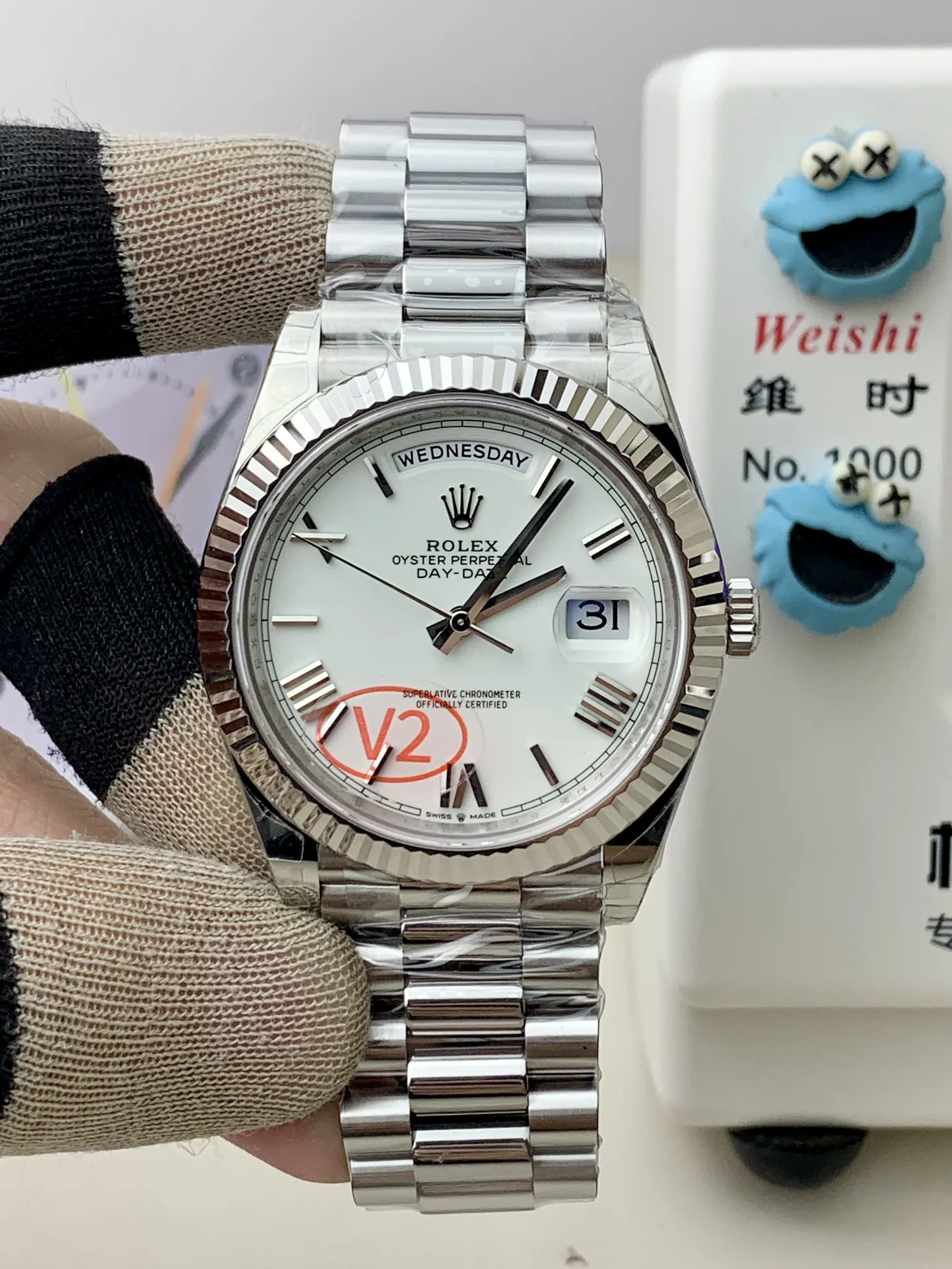 VS Factory (V2) Rolex Day-Date 40mm White Roman Dial Fluted Bezel President Bracelet (228239) 1:1 Super Clone - DD3255 Movement - VS Factory Official