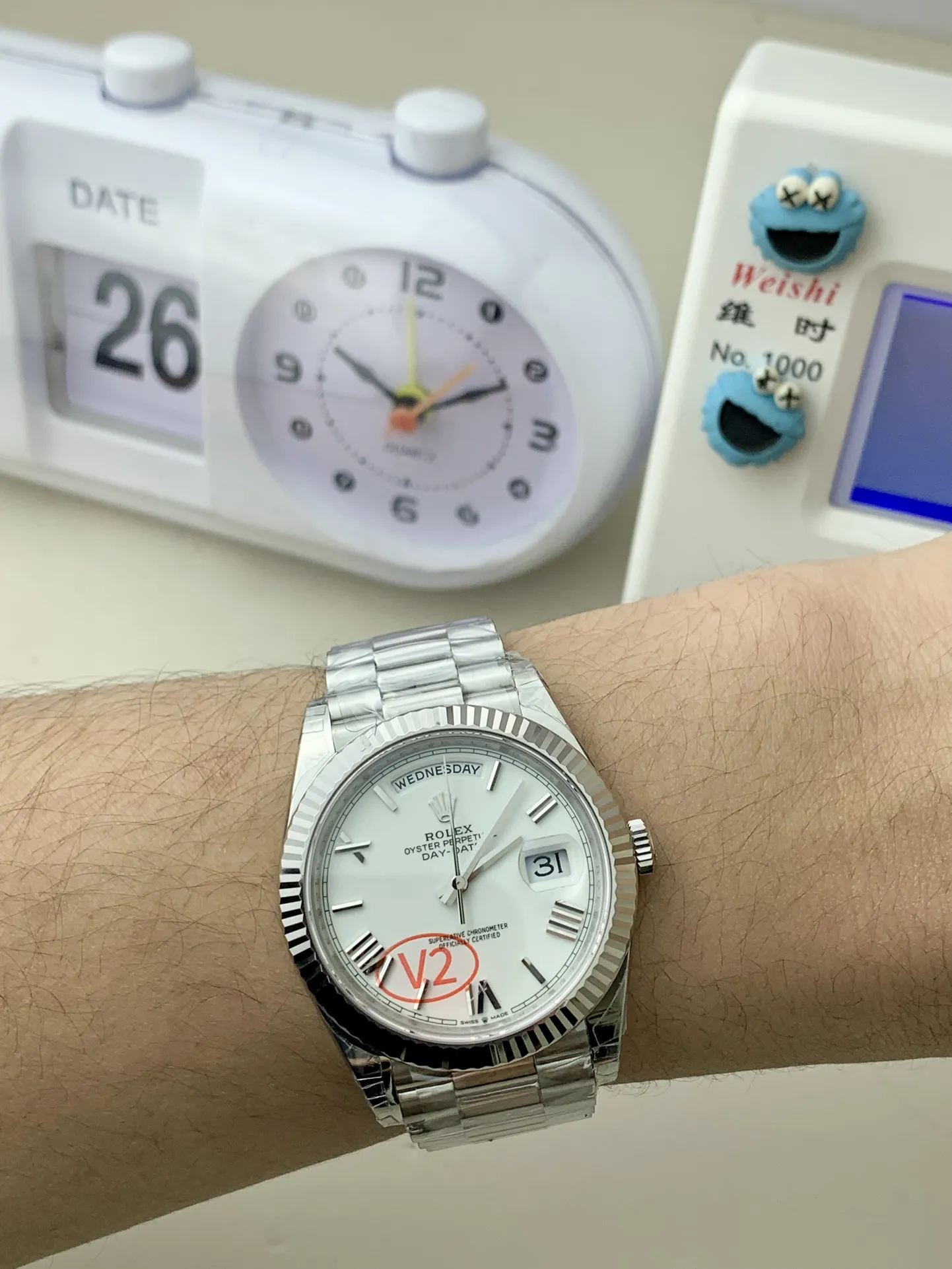 VS Factory (V2) Rolex Day-Date 40mm White Roman Dial Fluted Bezel President Bracelet (228239) 1:1 Super Clone - DD3255 Movement - VS Factory Official photo 4